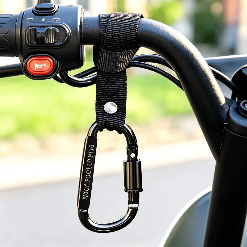 Heavy Duty E-Bike Scooter Handlebar Hook Aluminum Lockable Carabiner Multipurpose Hanger For Helmet Handbag Shopping Bag view 2