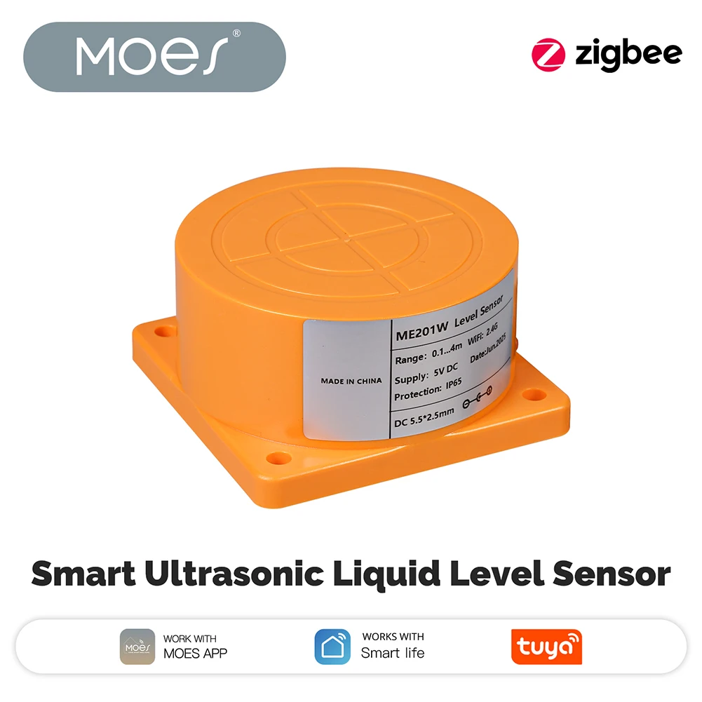 

WiFi/ZigBee Ultrasonic Liquid Level Water Tank Monitor Sensor APP Smart Tank Monitor IP65 Waterproof for Smart Home