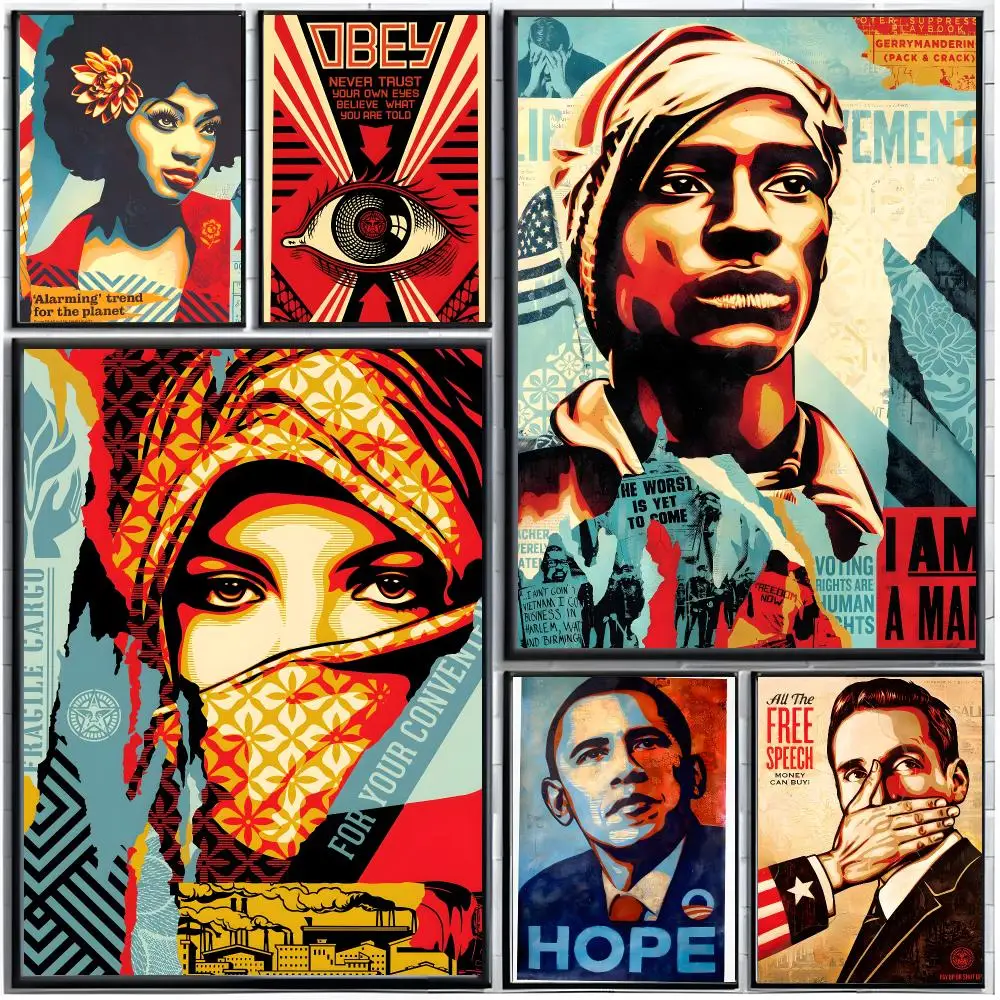 artist street S-Shepard Fairey Poster Modern Wall Art Home Decor Living Room Decorative Print Unframed