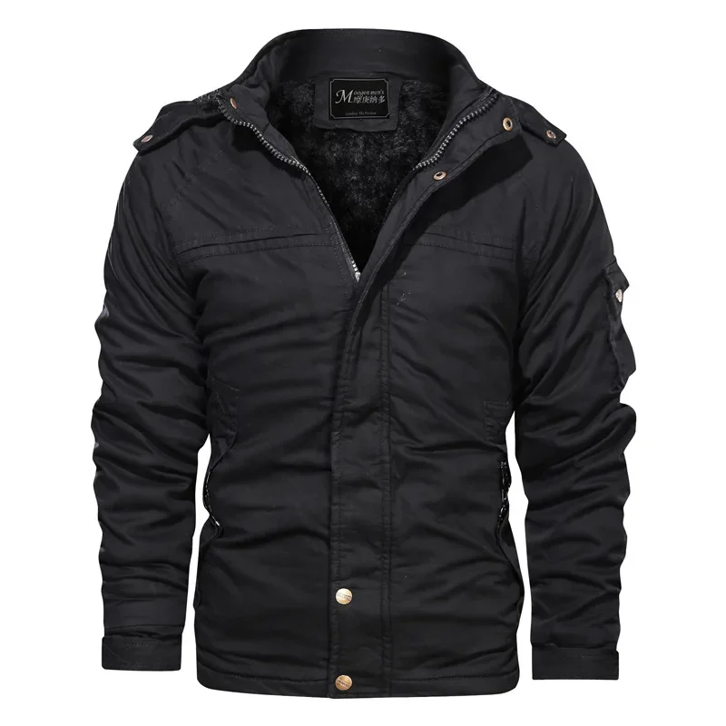 Casual New Winter Warm Varsity Jacket Men Parkas Coat Man Washed Cotton Military Windproof Hooded Jackets