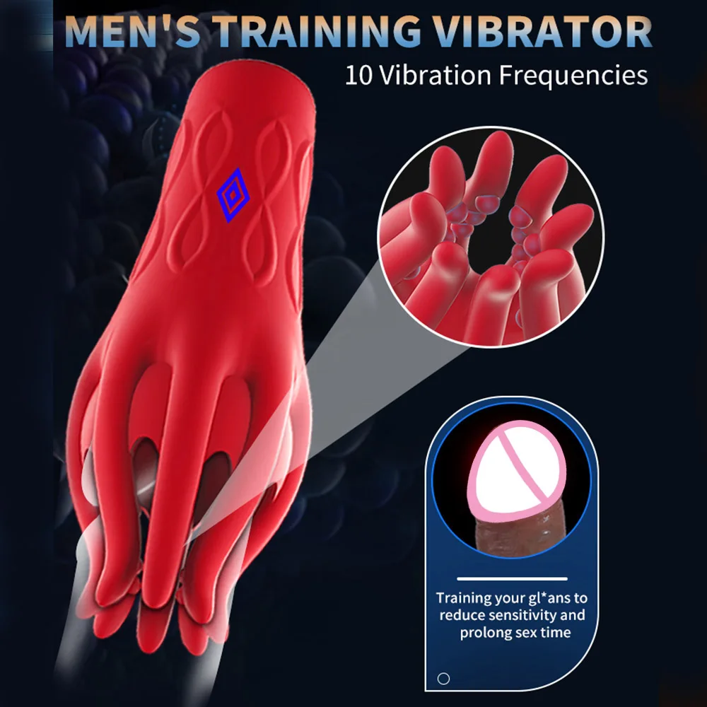 Male Penis Trainer Glans Exerciser Ejaculation Delay Vibrator for Men Male Masturbation Equipment Testis Stimulation Vibration