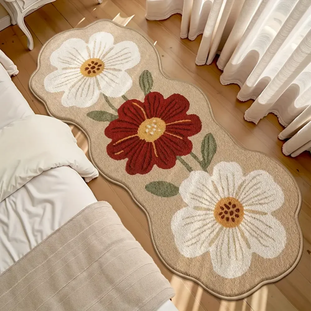 

Soft Vintage Floral Wavy Carpet by VIKAMA - Versatile Floor Mat for Doormat, Bedroom & Living Room, Ideal Home Decor