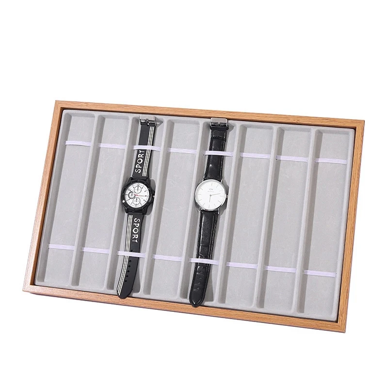 Wooden Presentation Wrist Watch Display Storage Watch Tray With 8or10 Compartment Holders Organizer Showcase For Store A350