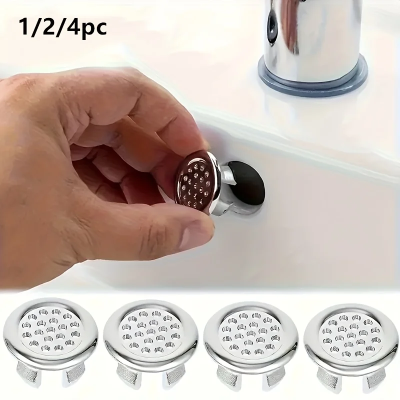 【Elegant sink drain cover】4 p csStainless steel decorative sink drain cover| Leak-Proof Design，Easy to install，With knob，Suitabl