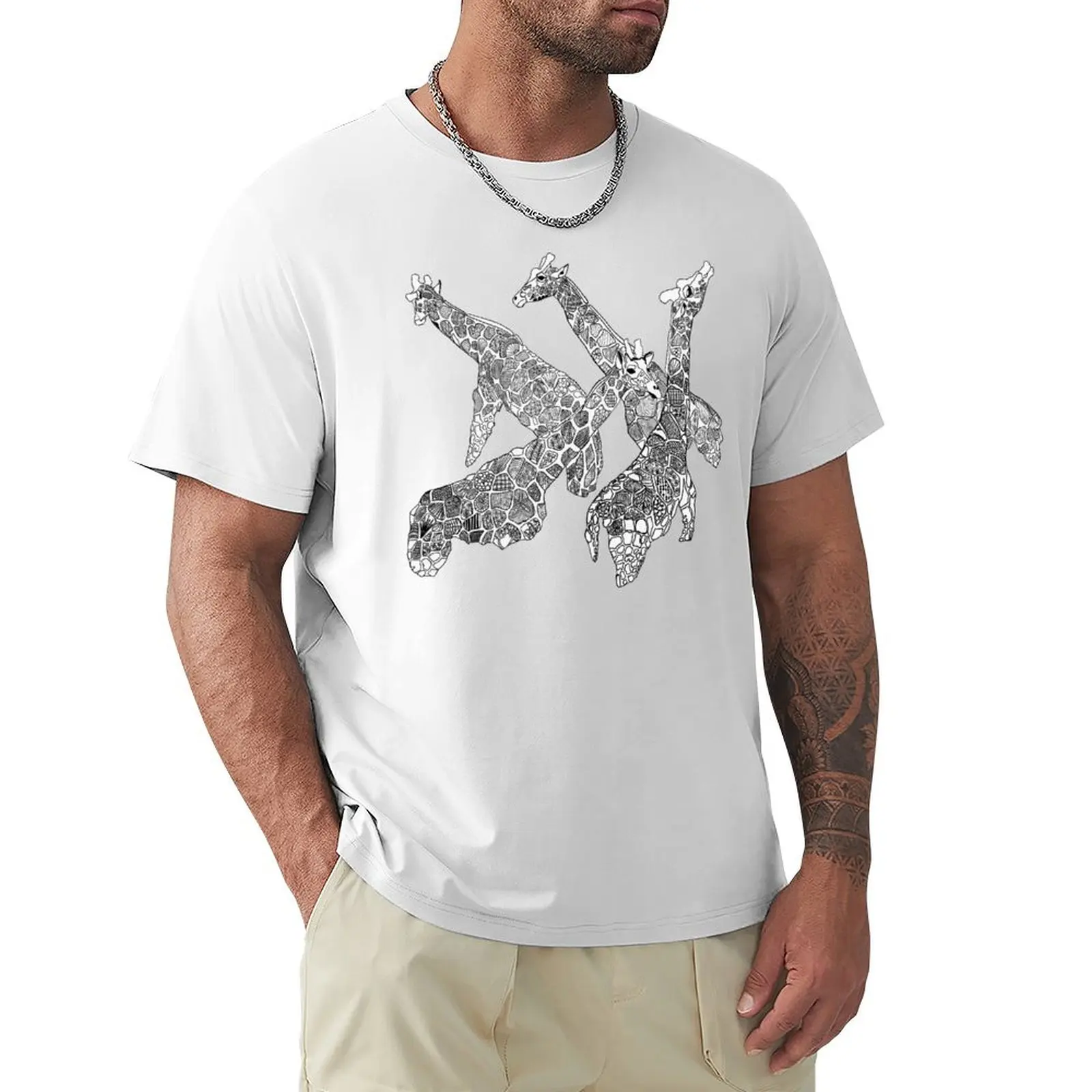 Giraffe Zentangles T-shirt customizeds quick-drying men t shirt