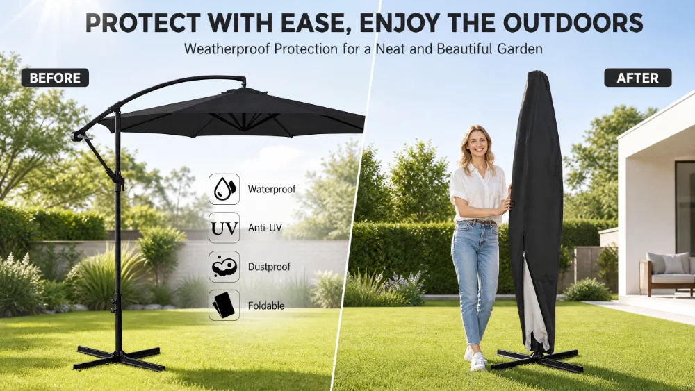 Garden Parasol Cover Universal Waterproof Oxford Fabric Outdoor Cantilever Umbrella Cover for Patio
