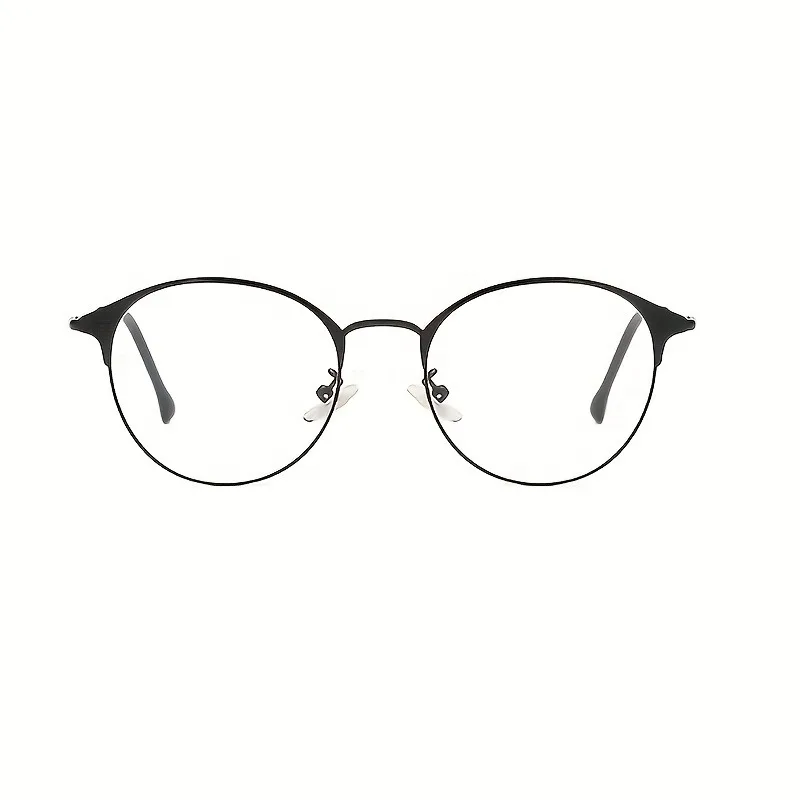 Natürlicher Stil, runder Rahmen, Metall, Vollrahmen, einfache Anti-Blaulicht-Brille – Detail 6