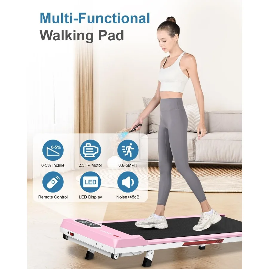 جهاز سير Underdesk للمنزل والمكتب مع مائل يصل إلى 5 ميلا في الساعة يدعم ما يصل إلى 300 رطل، تشغيل فائق الهدوء تحت جهاز تحكم 45 ديسيبل