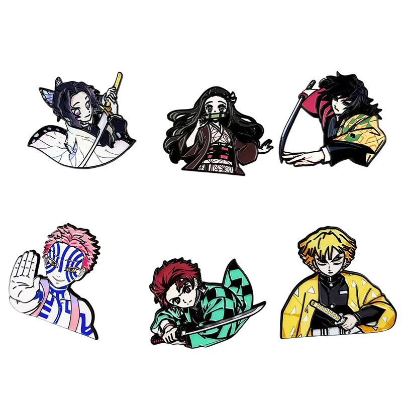 Demon Slayer Anime Brooch Badge Alloy Cartoon Character Peripheral Creative Brooch Unisex Decorative Accessory