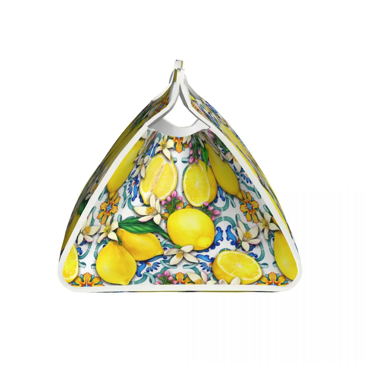 Custom Mediterranean Lemons Tiles Tissue Box Cover PU Leather Rectangular Facial Tissue Box Holder for Bathroom Home