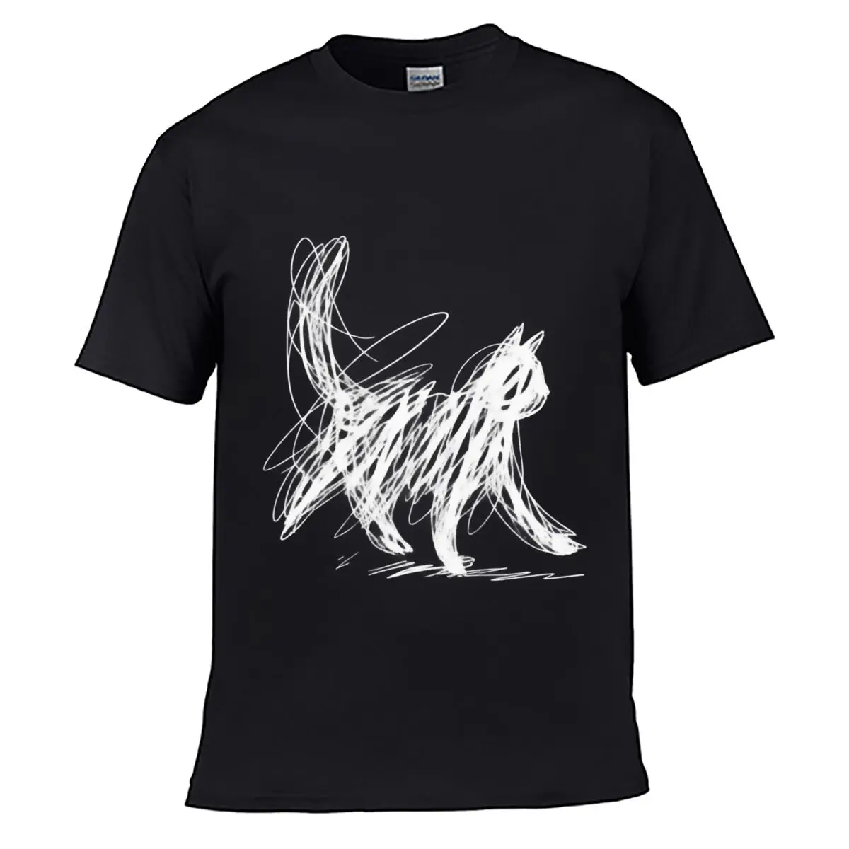 Cat Profile Artistic Sketch Line Drawing Casual T-shirt