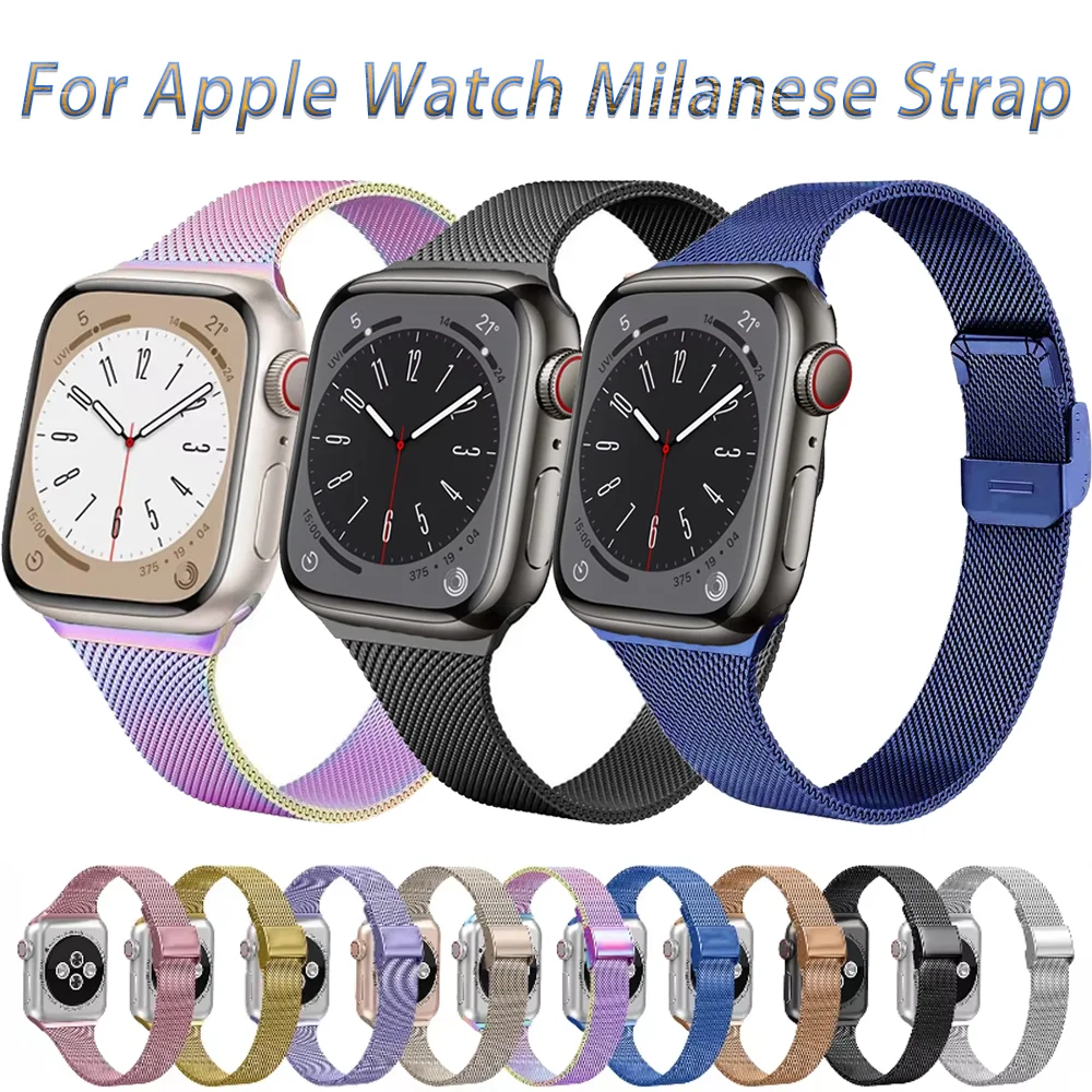 スリムミラネーゼストラップ Apple Watch シリーズ 10 46 ミリメートル 42 ミリメートル 9 8 7 45 ミリメートル 41 ミリメートルウルトラ 49 ミリメートルメタルバンド iWatch 6 5 4 SE 44 ミリメートル 40 ミリメートルコレア