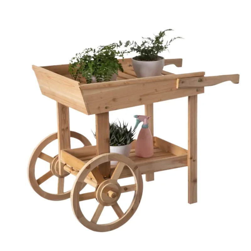 Gardening tool storage rack Preservative wood Outdoor flower stand Garden Flower shop Outdoor flower planting