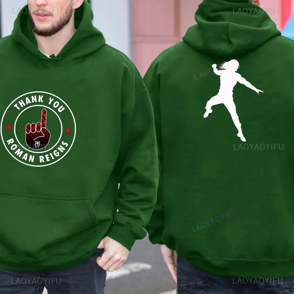 2024 Herfst/Winter Nieuwe Hot Beroemde Worstelaar Romeinse Reigns mannen Zwarte Lange Mouw Hoodies Straat Sport Casual Trui