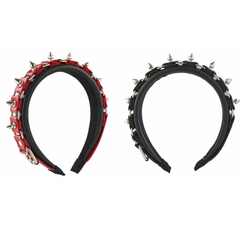 Spiked Headband Gothic Tiaras Leather Spiked Headpiece Steampunk Rock Headband For Men Punk Headband Rivet Headband N58F