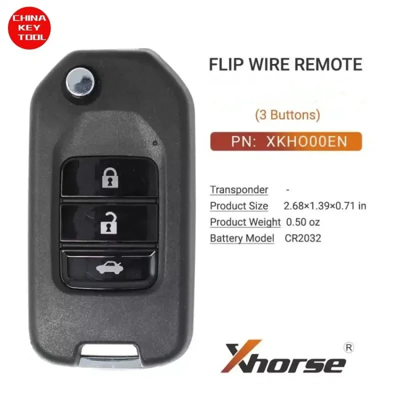 1PCS Xhorse Wire Flip Remote Key For Honda Style 3 Buttons XKHO00EN