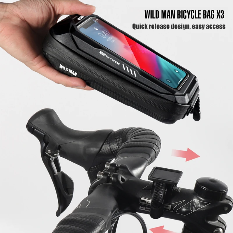 WILD MAN X3 Bicycle Bag EVA Hard Shell Waterproof Touch Screen High Capacity Road Bike Mountain Bike Anti-vibration Accessories