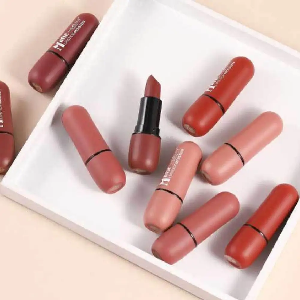 Batom fosco de 6 cores: Velvet Lip Color Suave à prova d'água Maquiagem labial colorida de longa duração
