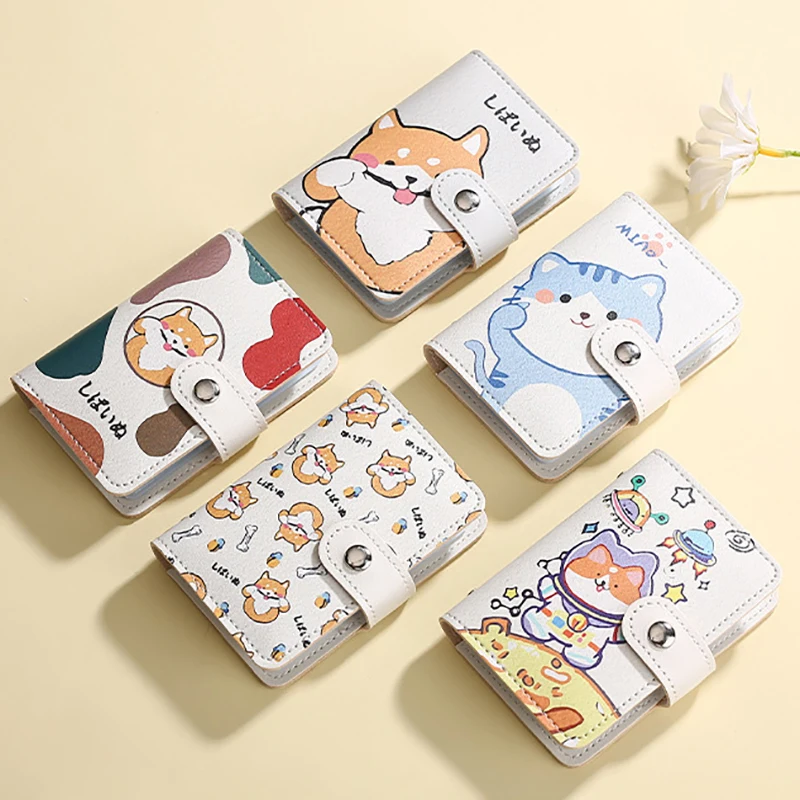 Porte-cartes de dessin animé mignon pour femme, grande capacité, fente multi-cartes, petit sac de crédit, portefeuille, porte-monnaie, portefeuilles