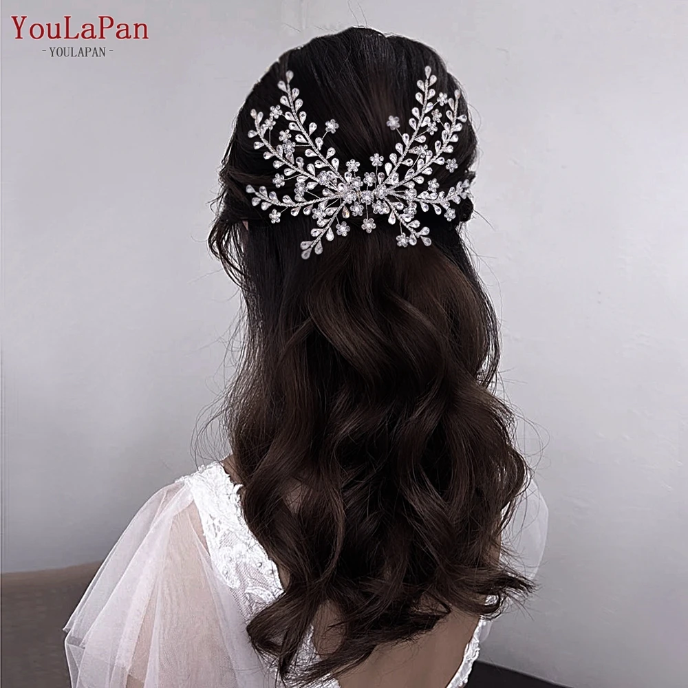 YouLaPan HP507 Bridal Headpiece with Comb Rhinestone Woman Hair Clips Wedding Hair Accessories Bride Headdress for Party Jewelry