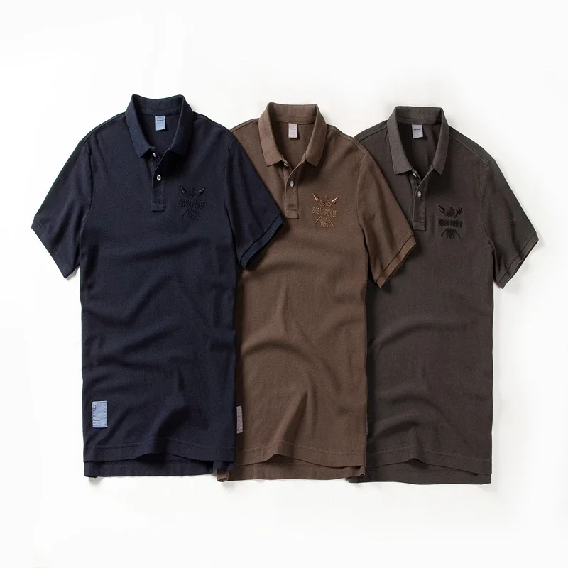 Summer Mens Polo shirts Cotton Shirts Short Sleeve Letter Embroidered Emblem Simple Shirt for Male Size M-3XL BP13203