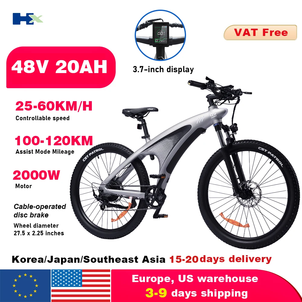 HX Q5 e bikes 2000W electric bicycles 2000W 48V 20A adults electric Bike  27.5Inch Electric Bicycle City E Bikes Mountain e bike image 2