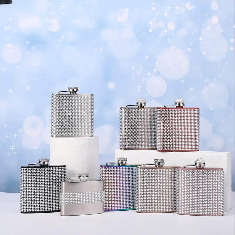 

Vodka Stainless Steel Diamond-encrusted Wine Flask 6oz Portable Flask 5oz Wine Flask A Diamond Water Diamond AB Diamond Bottle