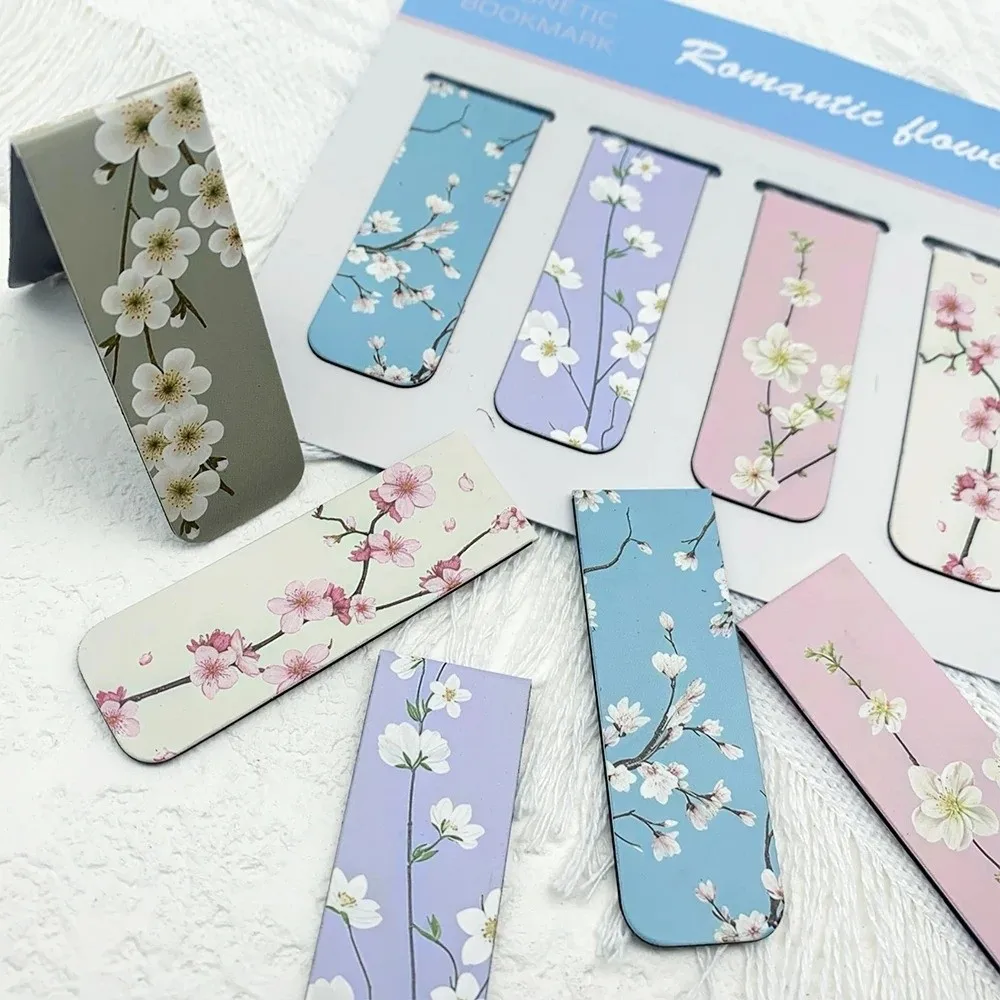 5 Pcs/Set Watercolor Design Magnetic Bookmark Set Bible Quote Sunset Sky Cloud Magnet Page Clips Flower Pattern