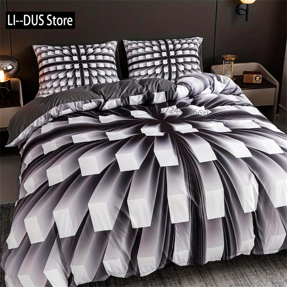 

3pcs Duvet Cover Set, Three-dimensional Black And White Bedding Set, Soft Comfortable Duvet Cover, For Bedroom, Guest Room