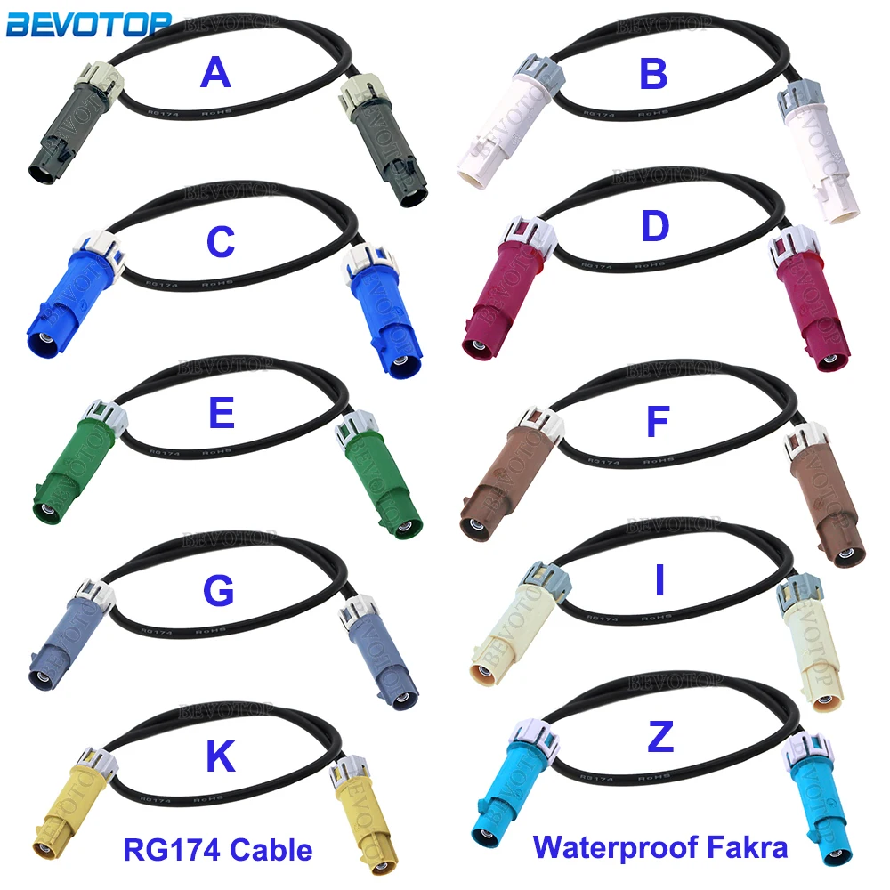 

1PCS Waterproof Fakra Cable Code A/B/C/D/F/G/H/I/K/Z Male to Male Plug Connector Car Video Fakra Jumper RG174 Pigtail BEVOTOP