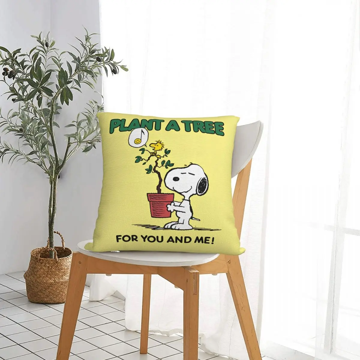 Poszewka na poduszkę Peanuts Snoopy & Woodstock Śliczna zabawna poszewka na poduszkę na sofę Dekoracyjna poszewka na poduszkę Kwadratowe poszewki na poduszki Prezent