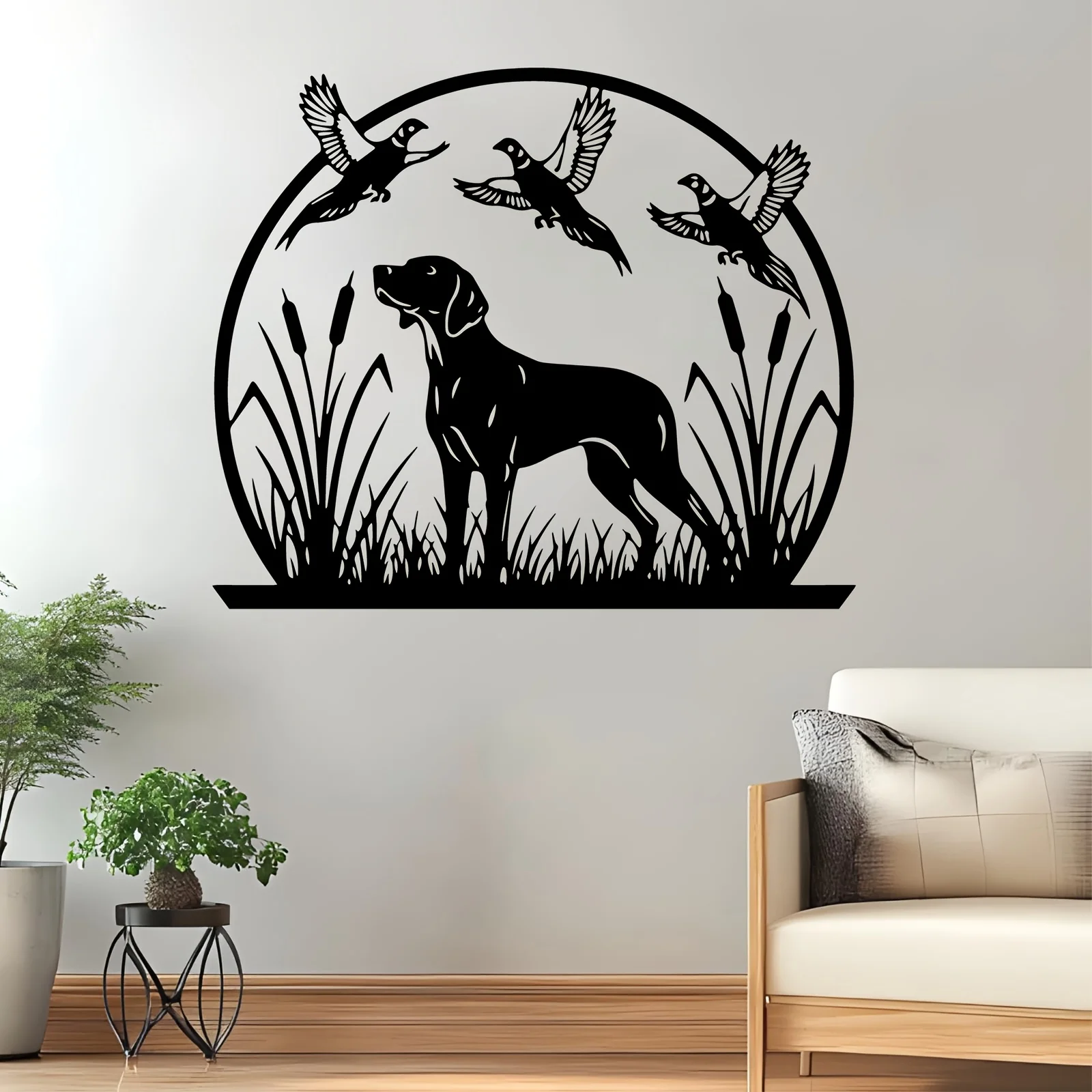 1PC Hunting Dog Pheasant Iron Metal Wall Art Weather Resistant Outdoor Garden Patio Hunter Gift Decor