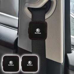 Car Seat Belt Clip Magnetic Safety Fixed Limiter PU Seat Belt Fixed Limit Card Clip Accessories For Skoda Rapid Octavia Fabia