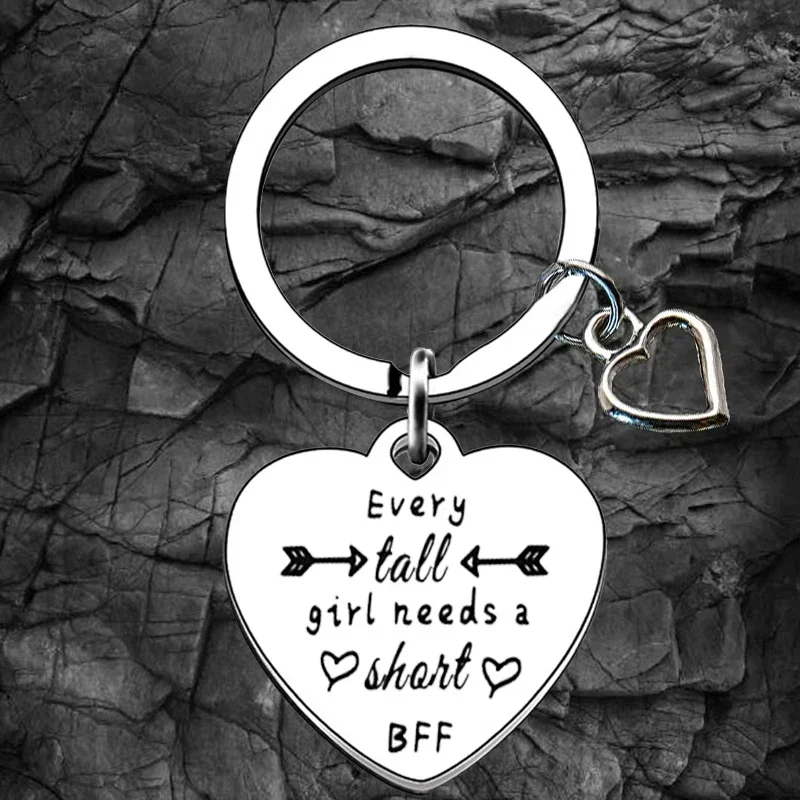 Funny tall short best friend Keychain Friendship Key Chain Pendant Jewelry soul sister big little sisters Gifts