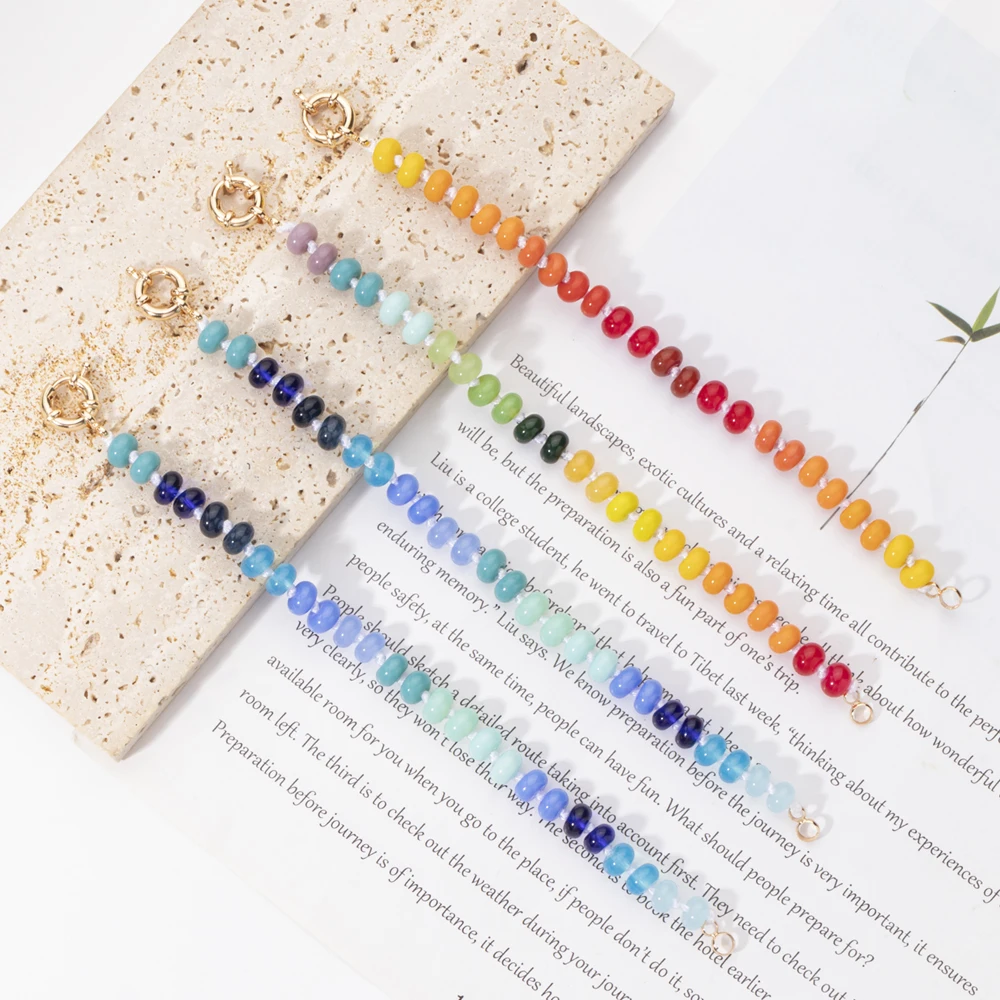 2023 Trendy Bohemian 5X8MM Natural Stone Bracelets for Women Colorful Beads Customized Bracelets Knit Luxury Jewelry Gift