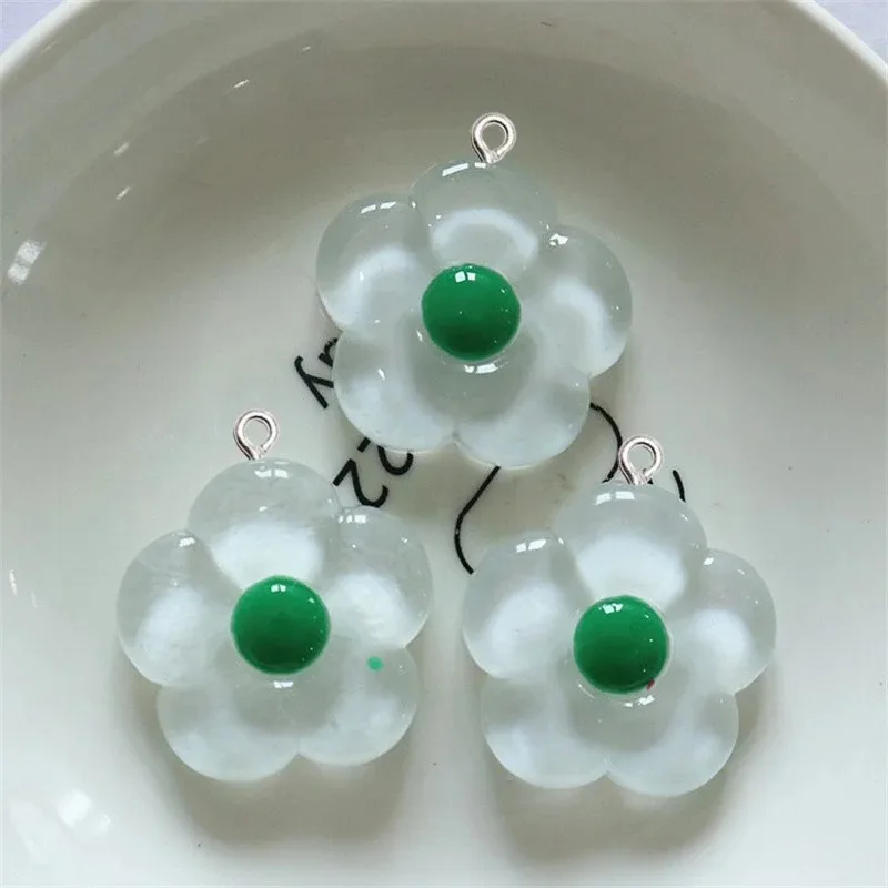 10Pcs Color Five-petaled Flower Resin Charms Set