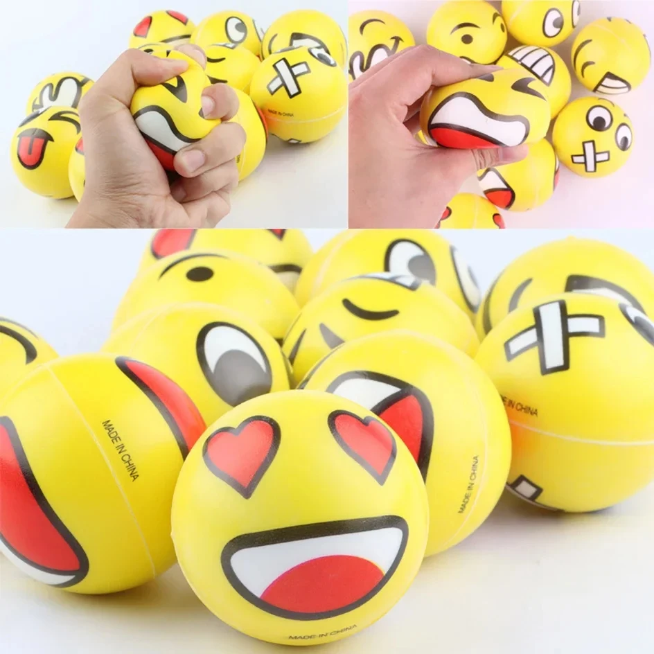 12 Stuks Uitdrukking Zachte Ballen Grappige Spons Stress Bal Squeeze Smiley Gezicht Grimas Pu Schuim Adolescent Volwassenen Decompressie Speelgoed