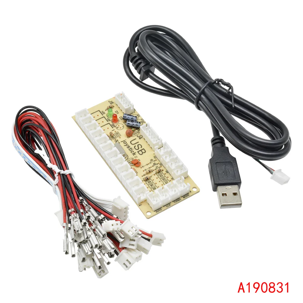 Codificador USB de PC a Joystick, módulo de Control de placa de circuito basculante Arcade Zero Delay para MAME de 2 pines con botón de Cable