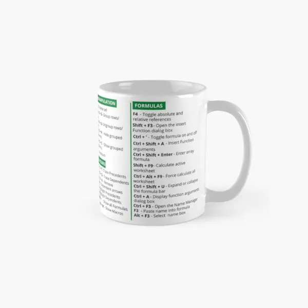 

Excel Shortcuts Classic Mug Cup Gifts Tea Picture Handle Round Simple Printed Coffee Image Drinkware Design Photo