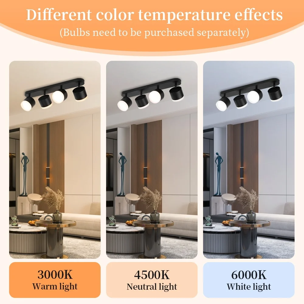 GX53 Track Lamp 3-color Spotlight AC85-265V Living Room Bedroom Store Chandelier Rotatable Downlight kitchen Home Lighting