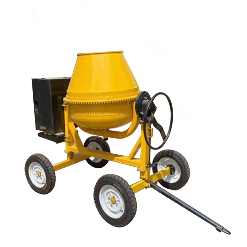 Small Portable Cement Mortar Concrete Mixer Vertical Drum Mixer Movable Feed Mixer Compact Electric Concrete Mixing Machine