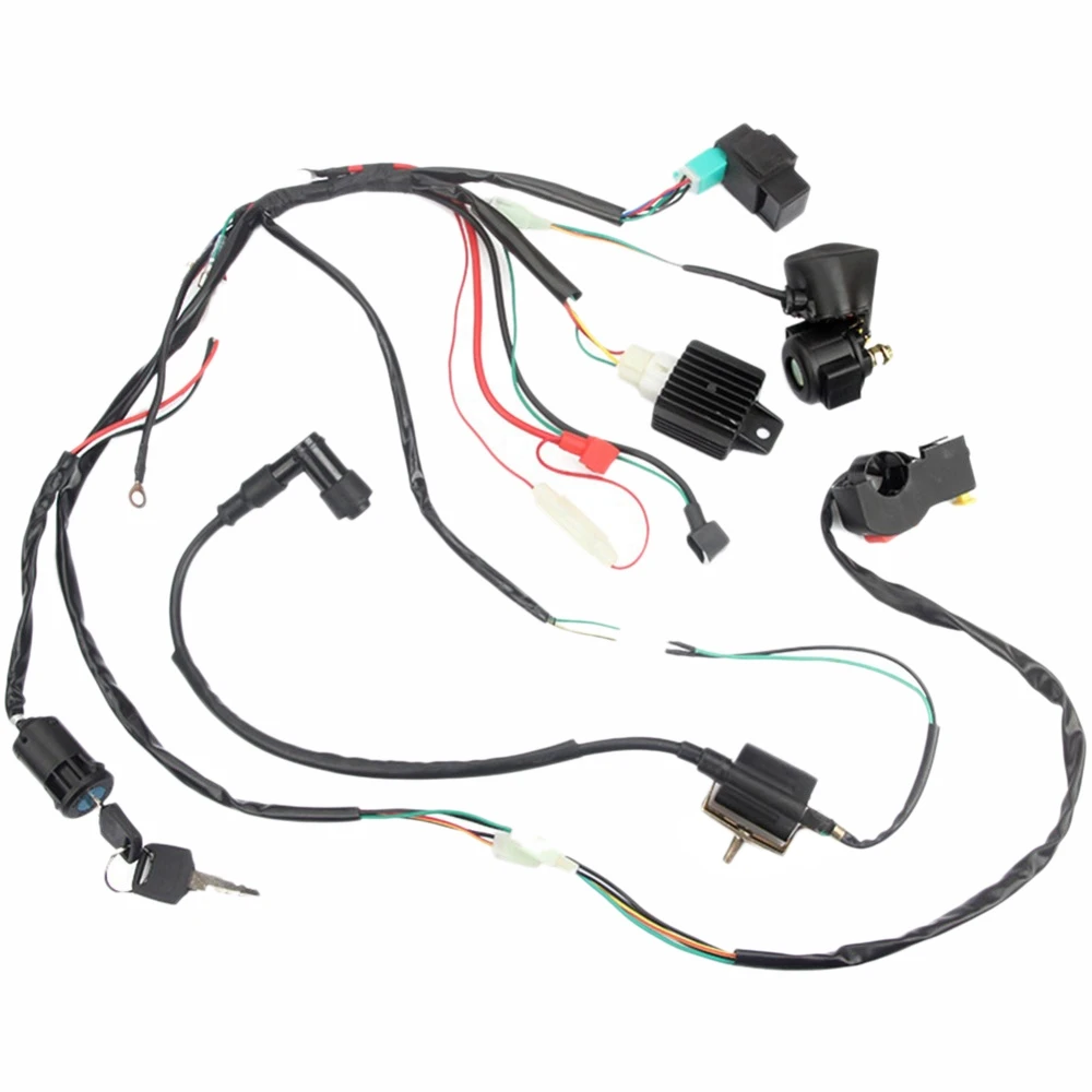 Atv Off-Road Vehicle Atv Wiring Harness Wiring Loom Cdi Ignition Coil Kill Switch Plug Reconstruction Kit for 50Cc 70Cc 90Cc 110