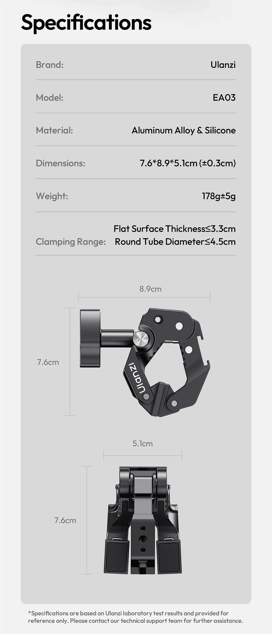 �Ulanzi CO78 Super-Klemme 3-Backen-Super-Klemme für Flache Oberflächen Rundrohr-Super-Klemme für Outdoor-Fotografie und Radfahren – Detail 11