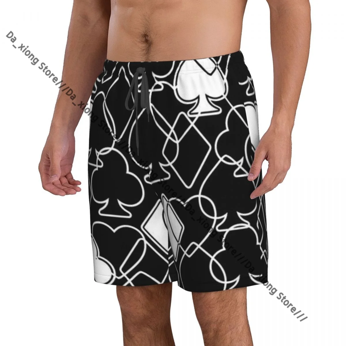 Card Suits Quick Dry Swimming Shorts For Men Swimwear Swimsuit Trunk Bathing Beach Wear