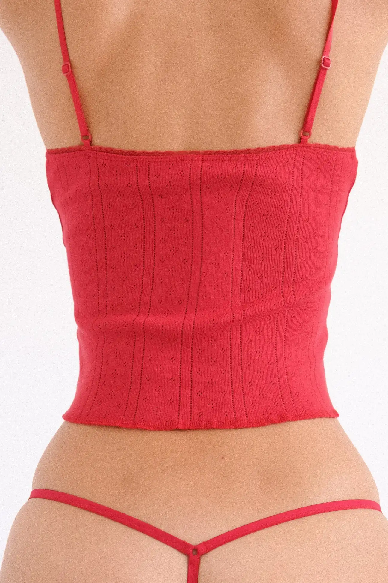 Canotta rossa sexy in pizzo Canotta alla moda casual Top versatile in puro cotone per uso domestico e all'aperto