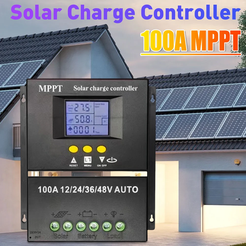 

1PCS MPPT 100A Solar Charge Controller 12V 24V 36V 48V Dual USB LCD Regulator for Lead-Acid Lithium Solar Panel Battery New ﻿