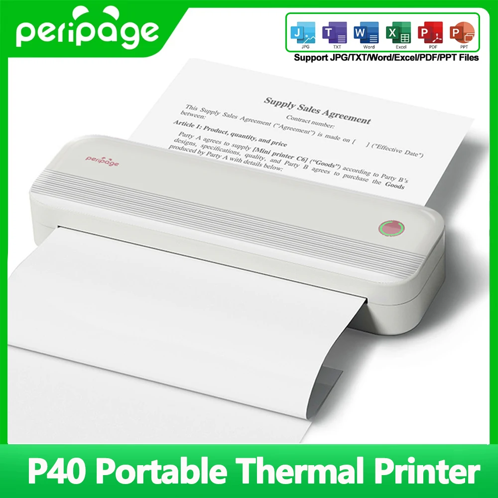 PeriPage A4 Portable Thermal Printer Wireless Label printer From Mobile Phone Wireless Bluetooth Document Office P40 Printer New