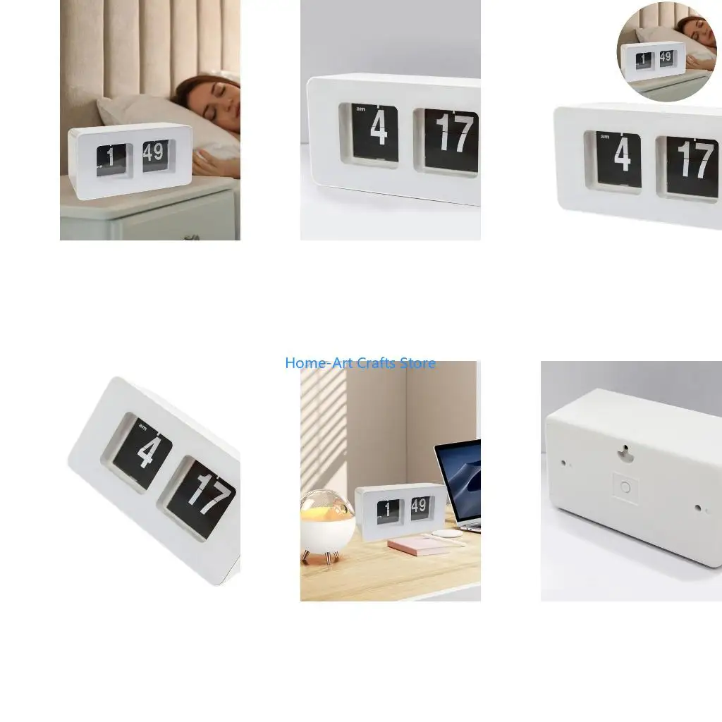 Y3NA Classical Vintage Flipped Clock with Quiet Mechanism Battery Operated for Enhancing Aesthetic in Any Room or Coffee Shop