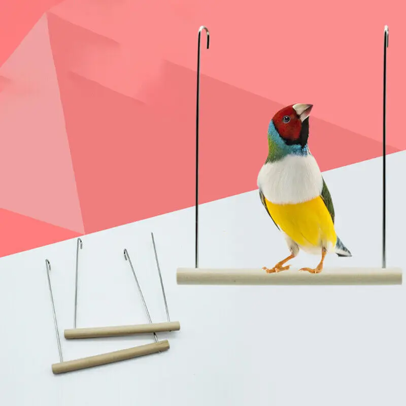 Birds Toy Wooden Climbing Ladder Parrot Hanging Swing Cage Pendant Stand Holder Natural Wood Hanging Bird Stairs Supplies New