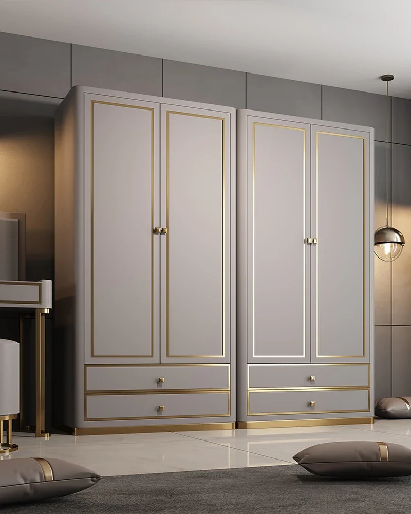 Luxury wardrobe, master bedroom, modern small household, Nordic simple two-door storage cabinet, princess ins-style